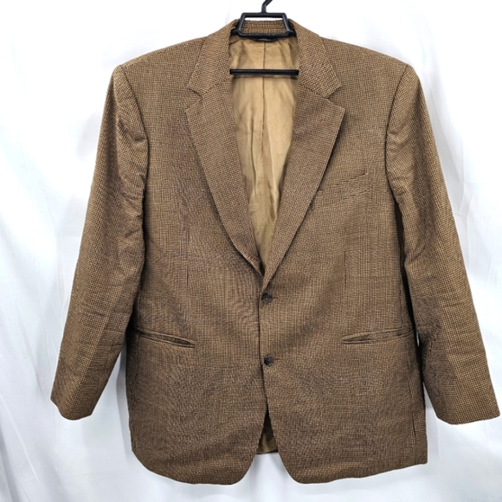 Brooks Brothers Suit Jacket Men's Size 45 M Brown Houndstooth 346 Wool Blazer. - Picture 1 of 10